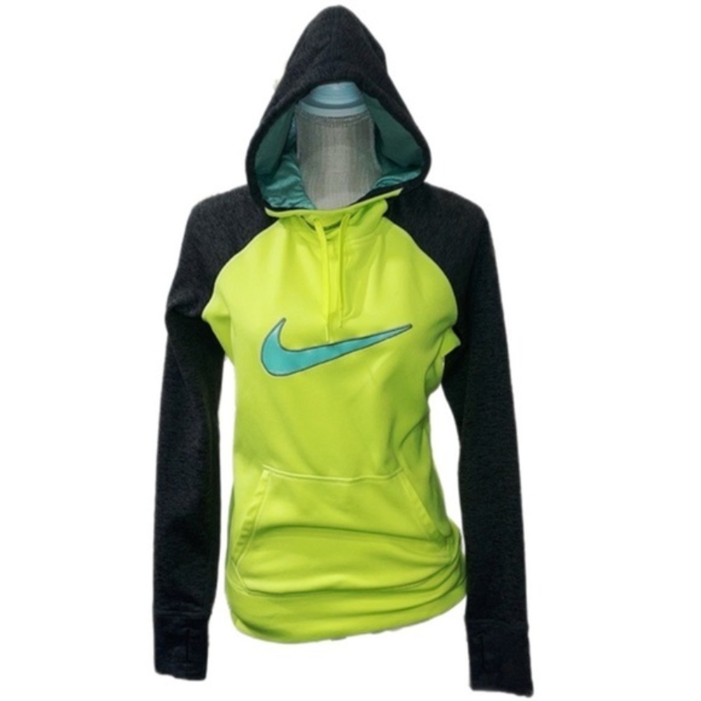 NIKE Therma Fit Neon Highlighter Sweatshirt Hoodie Small RARE Yellow